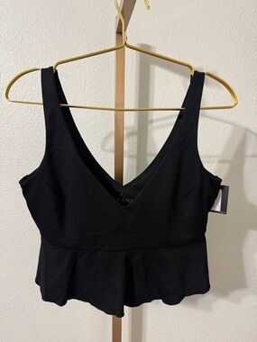 SPANX Black V-Neck Peplum Bikini Top-Large -NWT